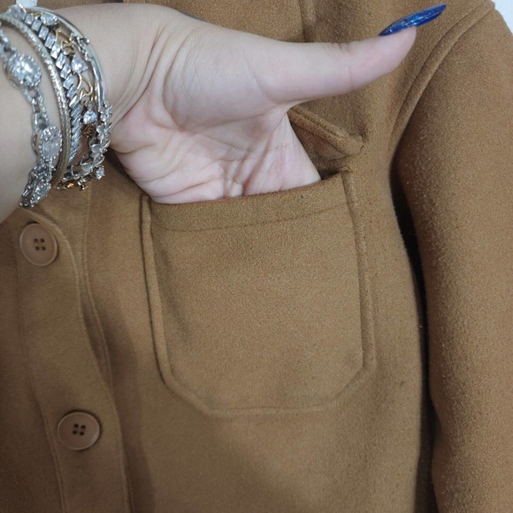 Avec Les Filles Womens Shacket Camel Brown Tan Relaxed Cozy Knit Shirt Jacket S - Picture 9 of 13